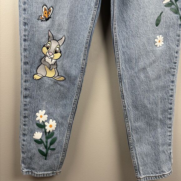 DISNEY Bambi Thumper Jeans High Rise Mom Stretch 29 Denim Womens Size 9 - Picture 8 of 13